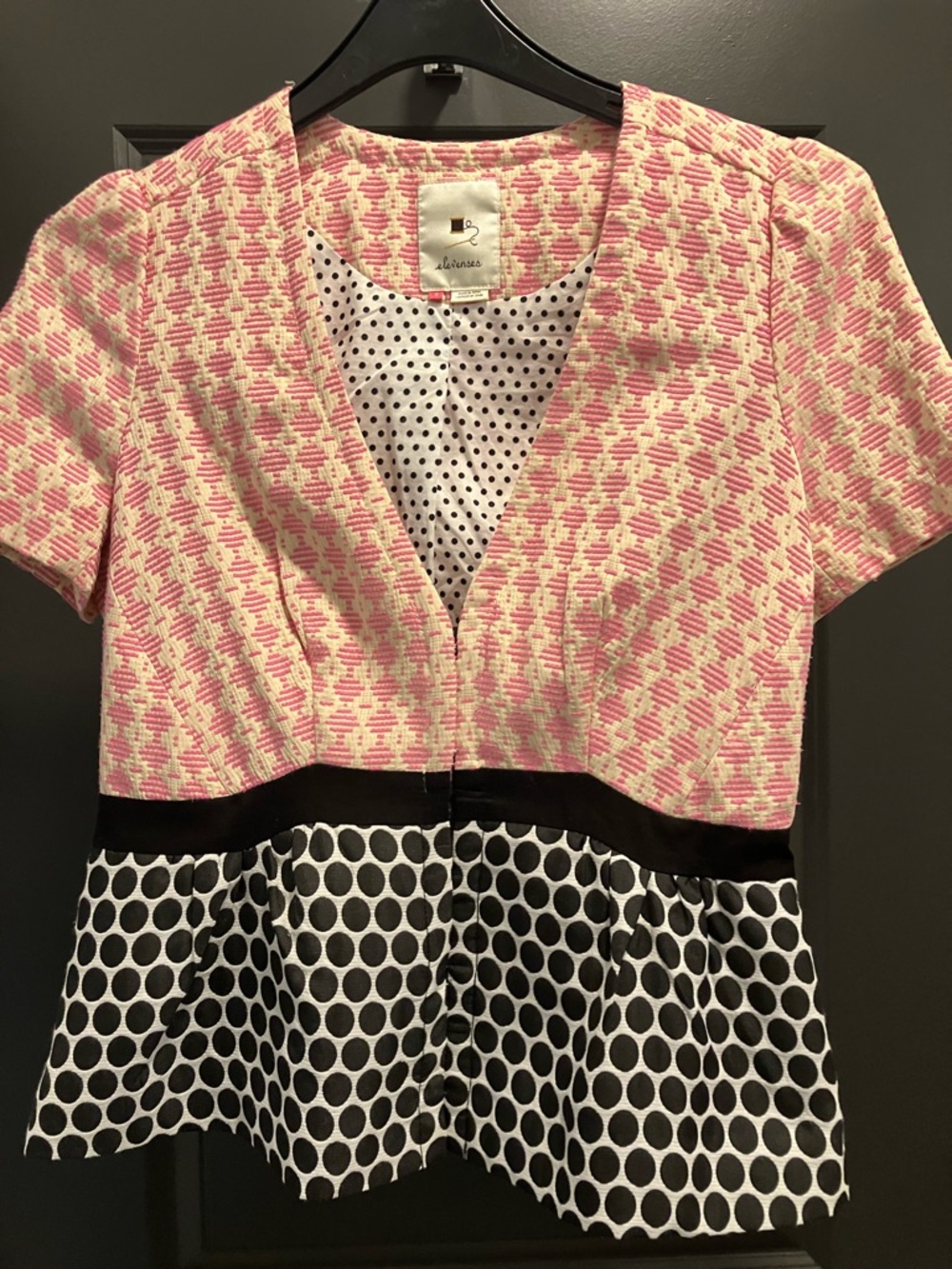 elevenses Pink and Black Short Sleeve Blazer